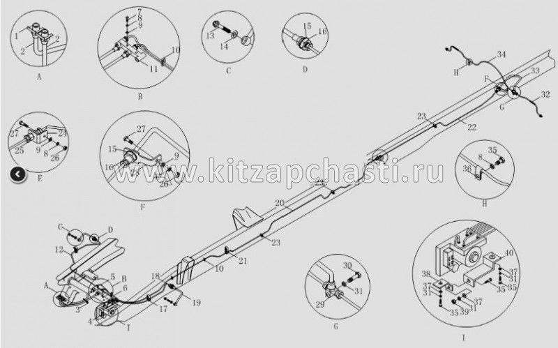 Шланг тормозной задний FOTON-1039 1104935600105